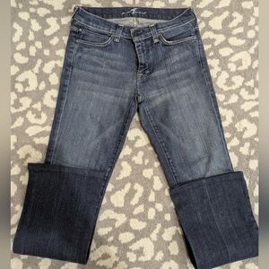 7 For All Mankind Dark Blue Bootcut Cuffed Jeans